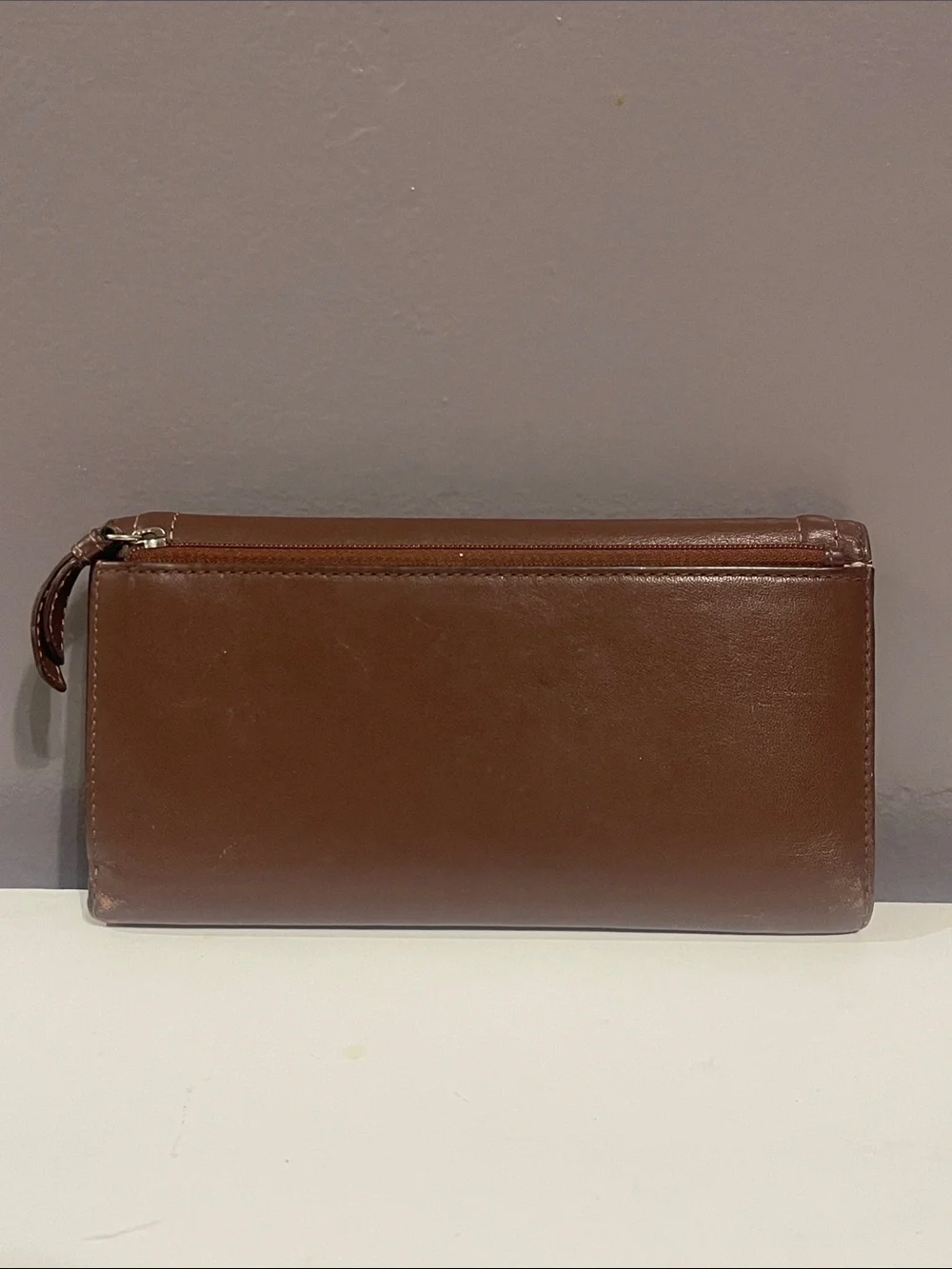Coach Leather Brown Clutch Tri Fold Wallet